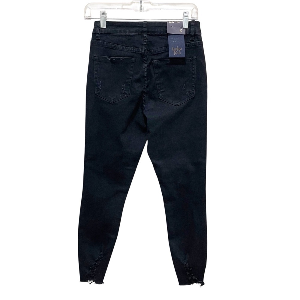 Indigo Rein Curvy Fit High Rise Distressed Black Crop Jeans Women’s Size 3 / 25 - Picture 6 of 9